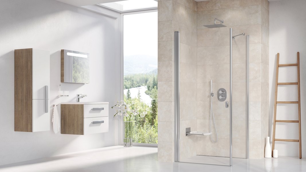 Chrome CRV1+CPS shower enclosure / shower fixed wall / 90