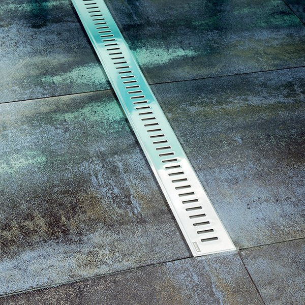 Zebra plast dusch kanal med rostfritt stål galler